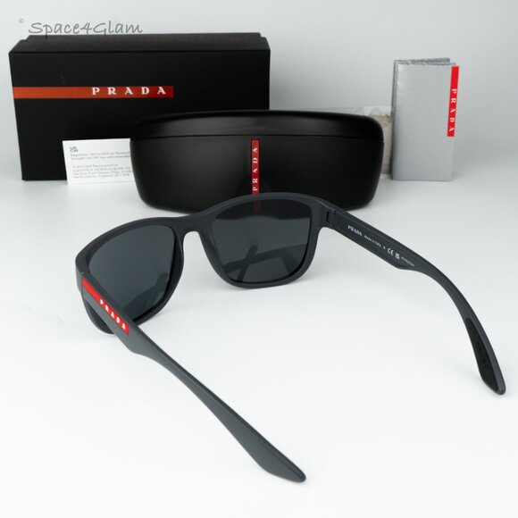 Prada Linea Rossa Women Sunglasses Grey Mirror Black Square PS01US UFK5L0 NEW main image 6